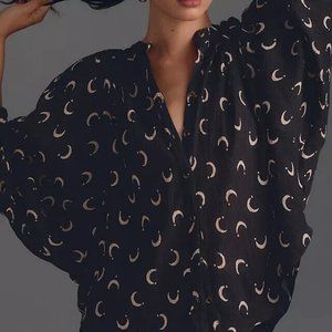 Pilcro Printed Batwing Blouse Anthropologie Buttondown Top